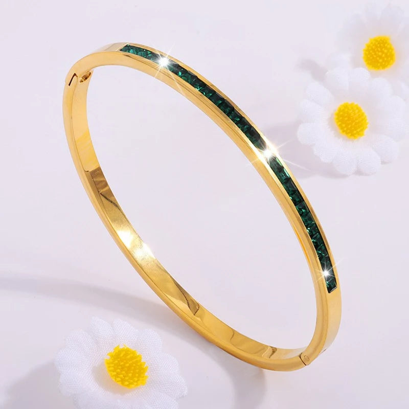 Bracelet Femme Bangle Acier Inoxydable Plaqué Or - Élégant et Tendance 2025 9