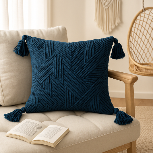 Housse de coussin tricot sergé