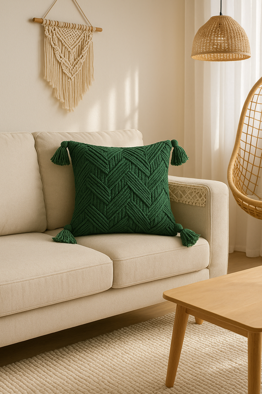Housse de coussin tricot sergé