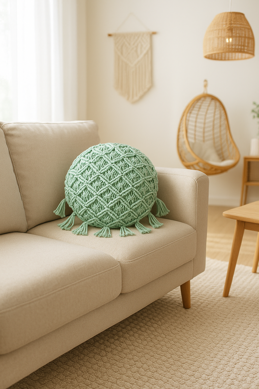 Housse de coussin macramé artisanale