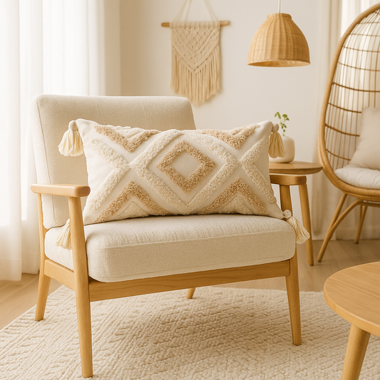Taies d’oreiller géométriques en peluche – Style bohème nordique