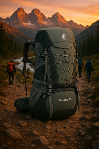 Sac à Dos de Randonnée 75 L avec Housse de Pluie et Système d'Hydratation Intégré - Confort Ergonomique, Nylon Durable, Idéal pour Voyages