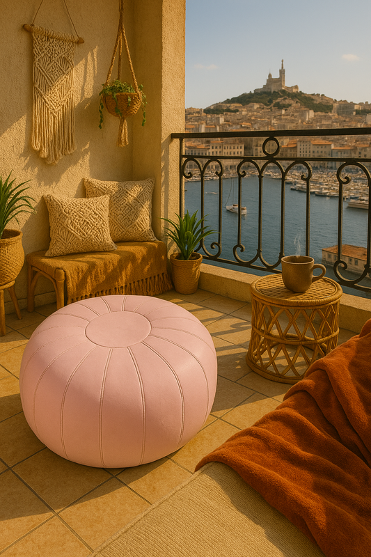 Housse de Pouf Marocain Bohème en Cuir PU
