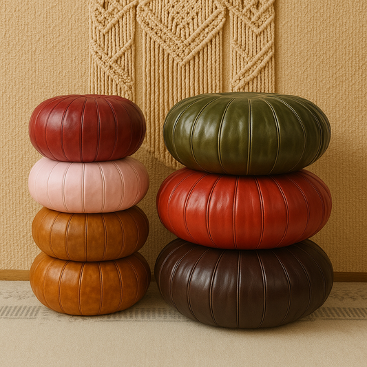 Housse de Pouf Marocain Bohème en Cuir PU