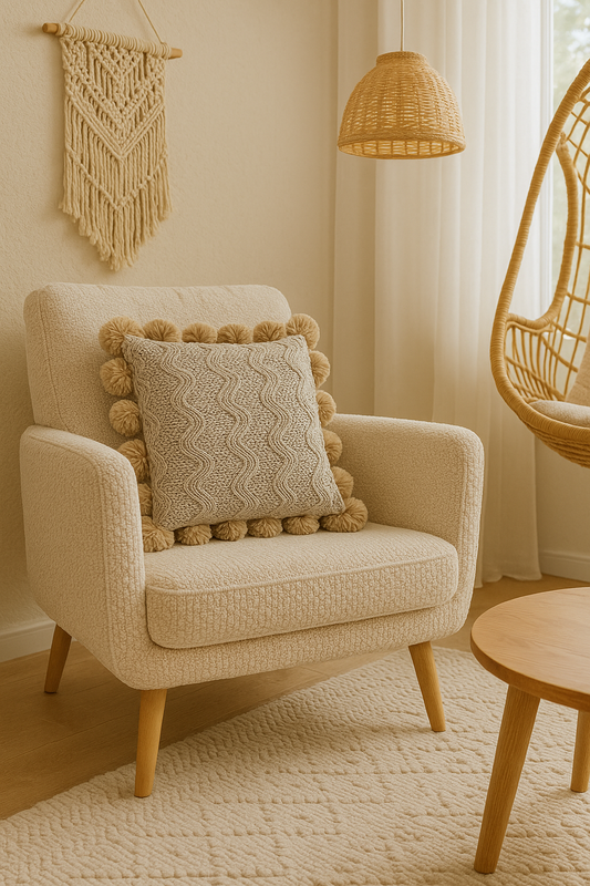 Housse de coussin douce, boule de pompon