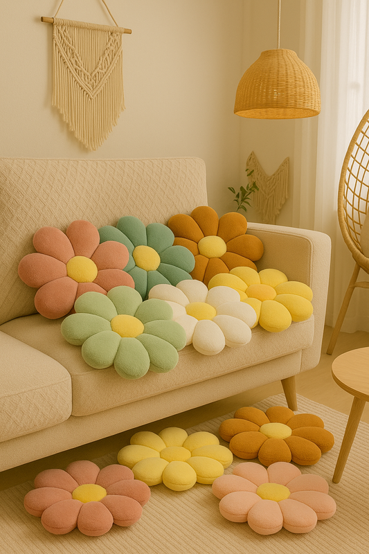 Coussin Marguerite en Nouvelle Fourrure de Lapin