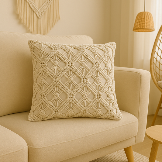 Housse de Coussin Macramé Bohème