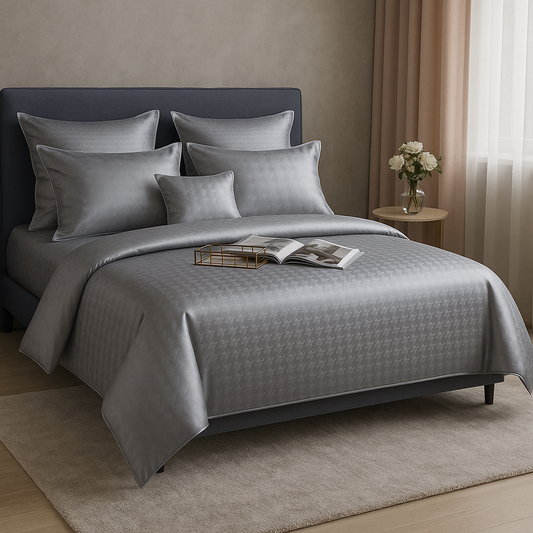 Parure de Lit 4 Pièces 100 % Bambou Lyocell – Gris