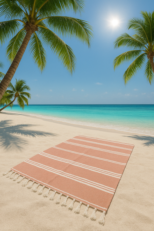 Serviette de Plage Turque en Coton 100x180cm – Séchage Rapide, Douce et Légère, Idéale pour Plage et Piscine