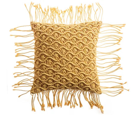 Variant image for Housse de Coussin en Macramé Artisanale 40x40 cm en Coton - Design Bohème Élégant pour Intérieur et Extérieur-4