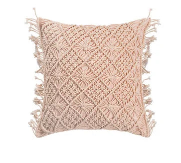 Variant image for Housse de Coussin en Macramé Artisanale 40x40 cm en Coton - Design Bohème Élégant pour Intérieur et Extérieur-11