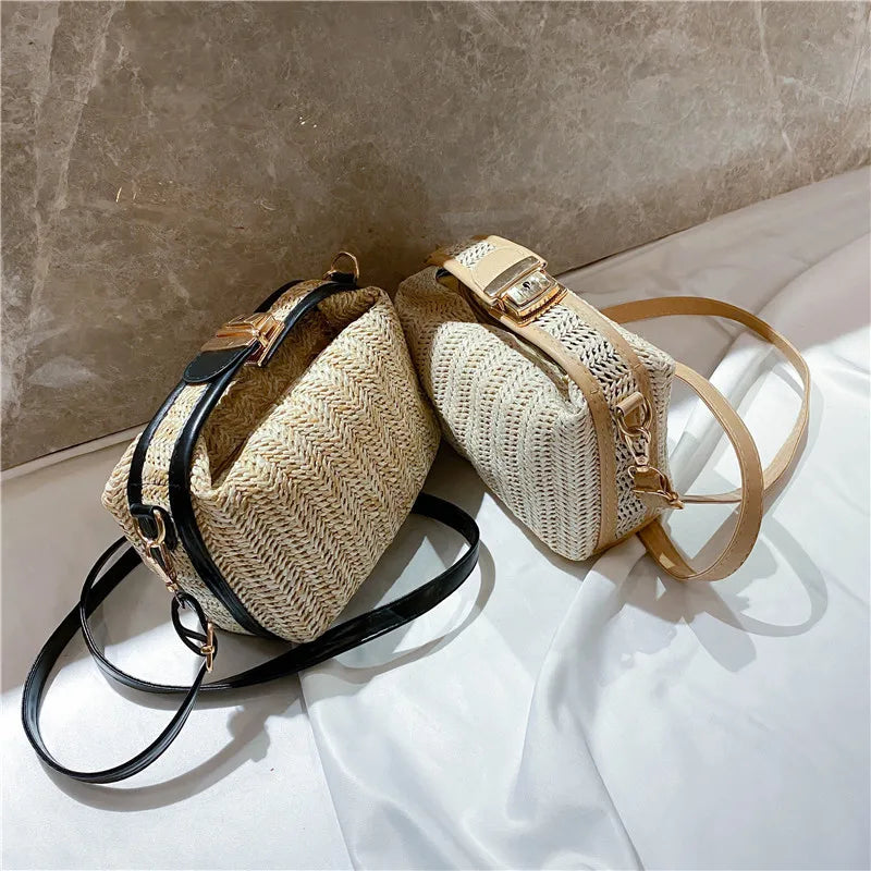 Sac à main femme Paille Tissé Taille Unique Rétro Mode Japonais et Coréen 1