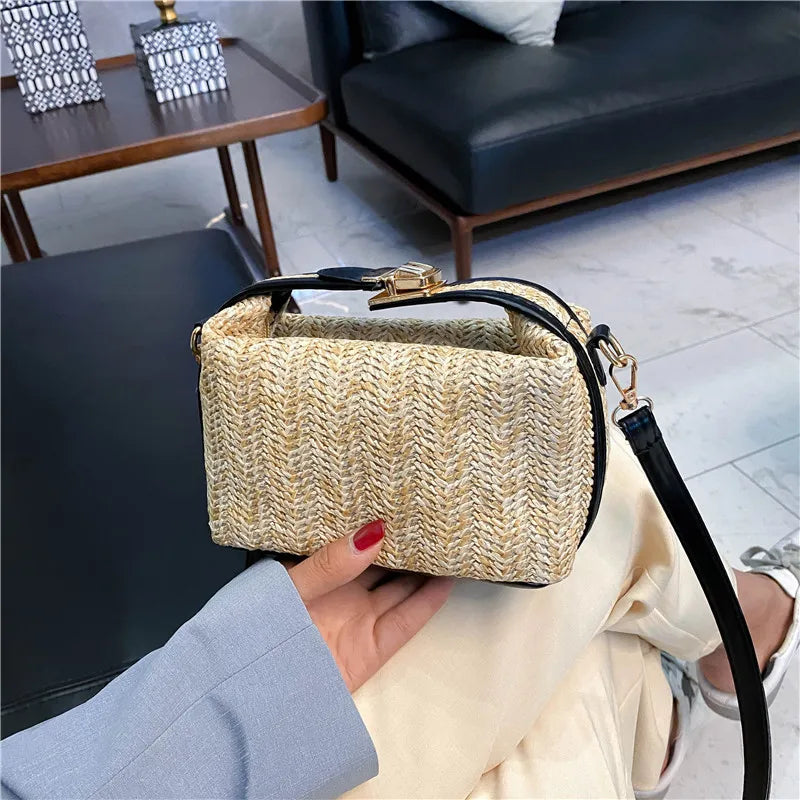 Sac à main femme Paille Tissé Taille Unique Rétro Mode Japonais et Coréen 2