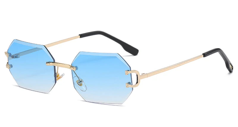 Lunettes De Soleil Octogonales Sans Monture En Métal Unisexe - Style Européen 10