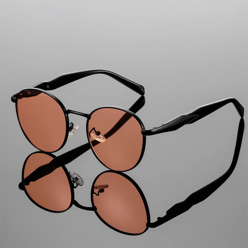 Lunettes de Soleil Ronde Femme avec Protection UV400 et Accents en Métal - Style Rétro Écailles 3