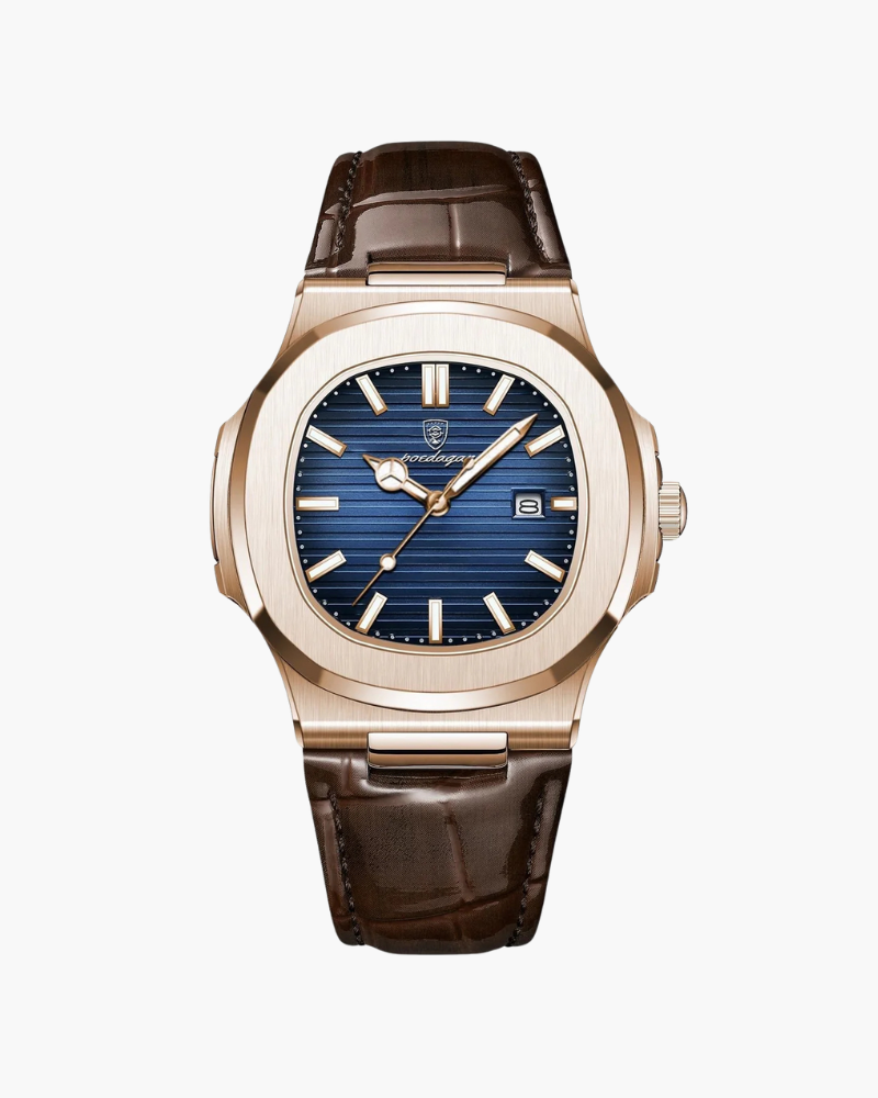Montre Homme Cuir Lisbon avec Chronographe – Boîtier Acier Inoxydable 41MM, Bracelet Montre Cuir Élégant 0
