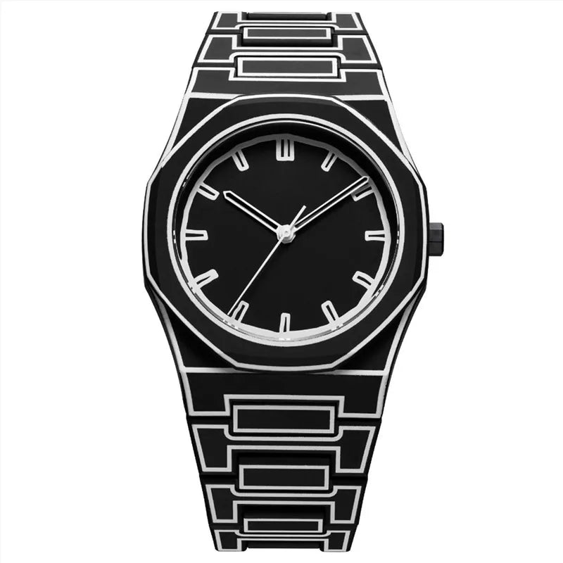 Montre Homme Étanche en Polycarbonate Léger - Design Créatif Noir, Blanc, Vert 4
