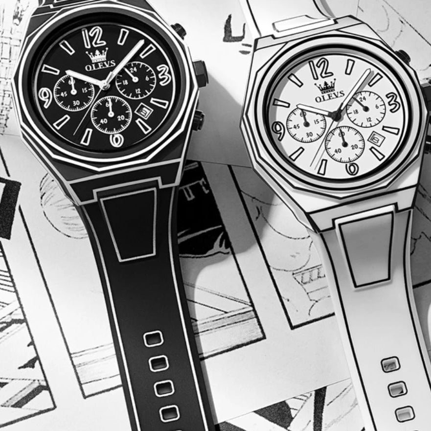 Montre Homme Hypervisuelle à Quartz Précis, Design 3D, Résistance à l'Eau 3ATM, Aiguilles Lumineuses, Chronographe Multifonction 7