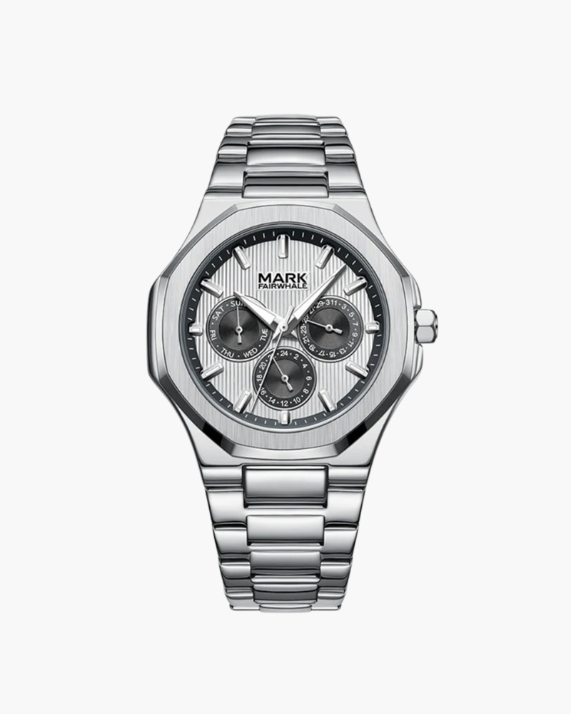 Montre Homme en Acier Inoxydable Étanche avec Système de Fermeture Facile – 41 mm, Style Moderne, Détails Phosphorescents 1