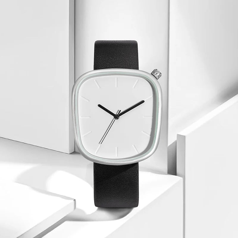 Montre Minimaliste Unisexe Quartz Carrée Noir et Blanc - Élégante et Fonctionnelle 1