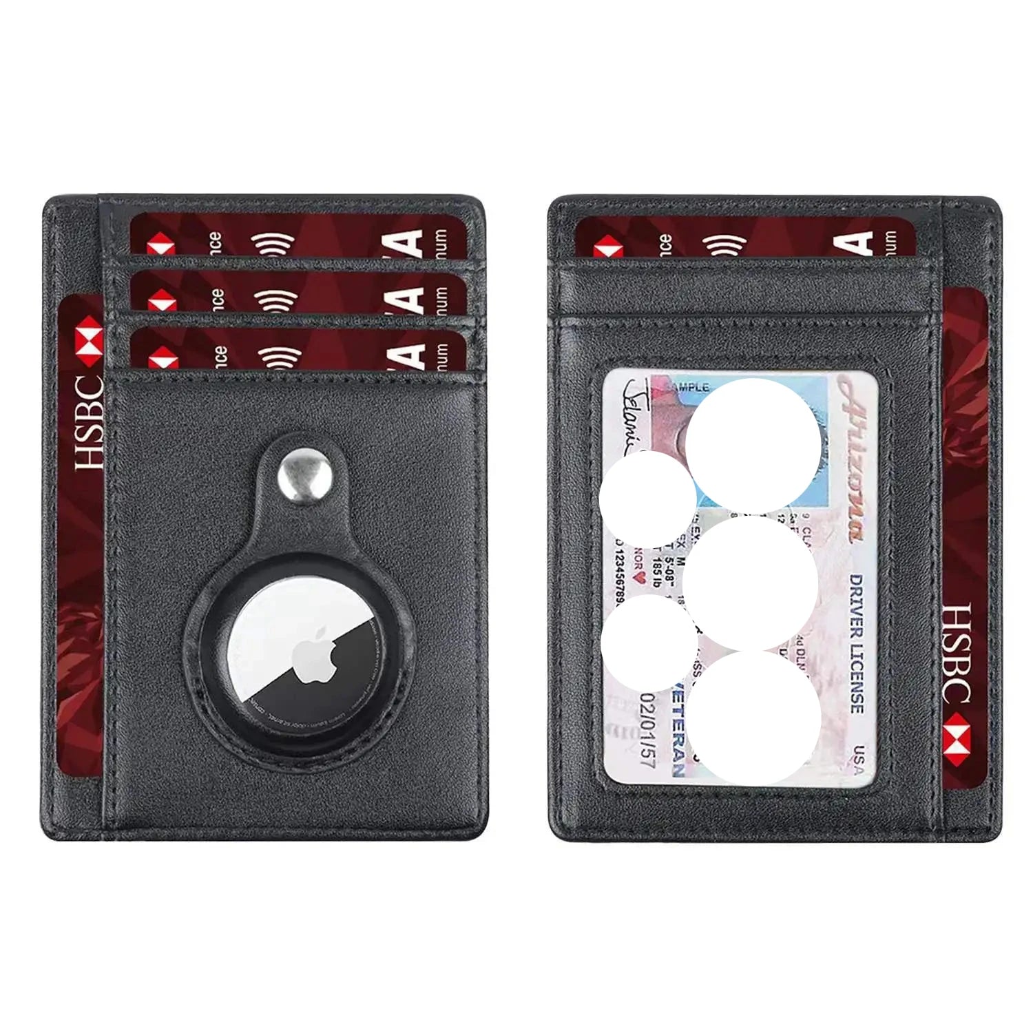 Porte Cartes Homme En Cuir Mince Avec Protection Anti-Perte Pour AirTag 1