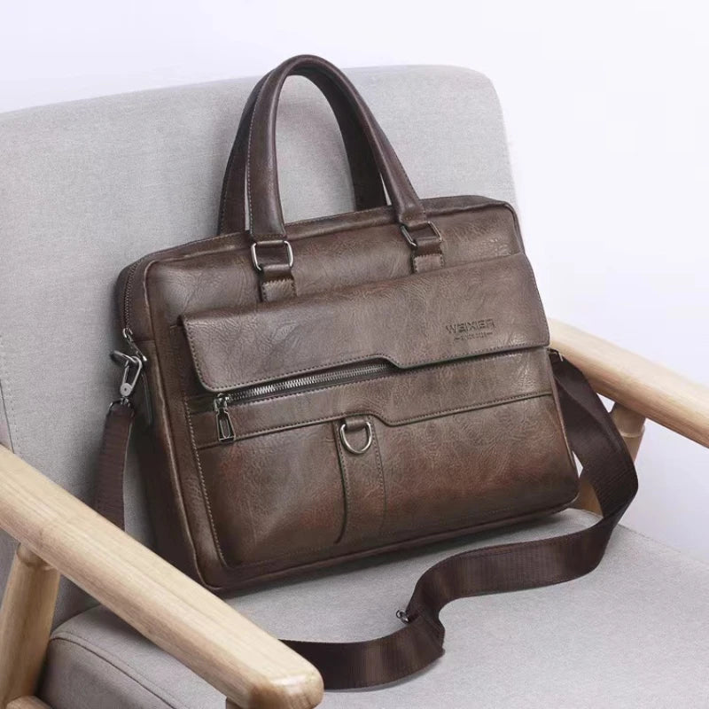 Sac business en PU cuir – Serviette homme 14″ rétro