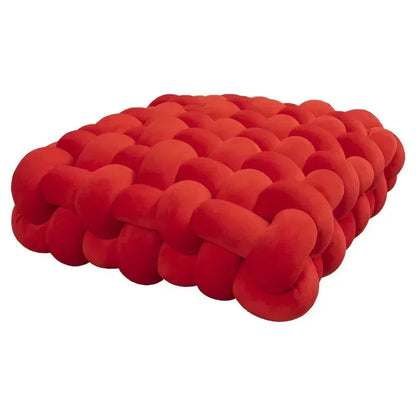 Coussin carré noué, oreiller en peluche esthétique nordique