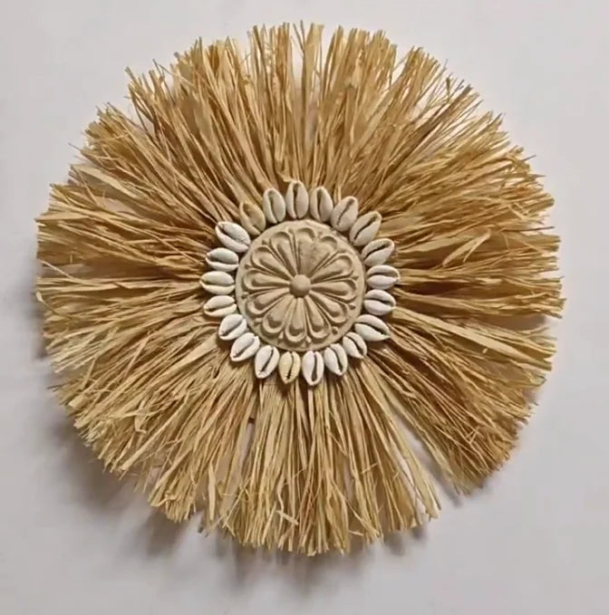 Variant image for Décoration Murale Bohème en Raffia Naturel Fait Main – 30x30 cm, Accents Muraux Scandinaves pour Salon et Chambre-10