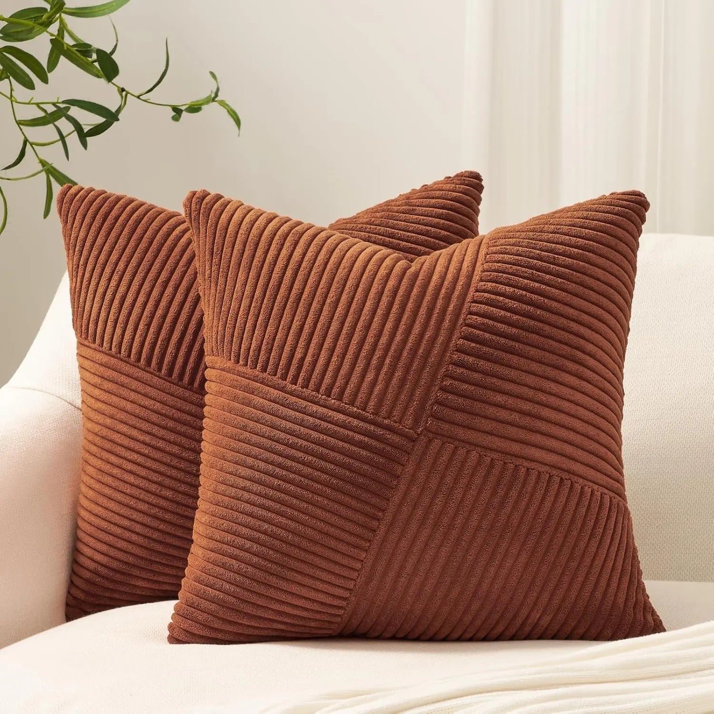 Housse de coussin décorative en velours côtelé