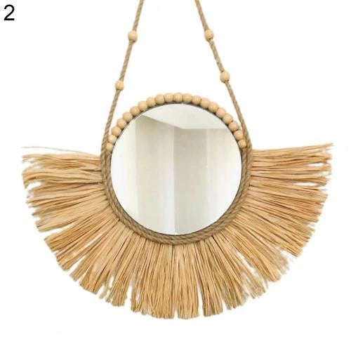 Variant image for Décoration Murale Bohème en Raffia Naturel Fait Main – 30x30 cm, Accents Muraux Scandinaves pour Salon et Chambre-7