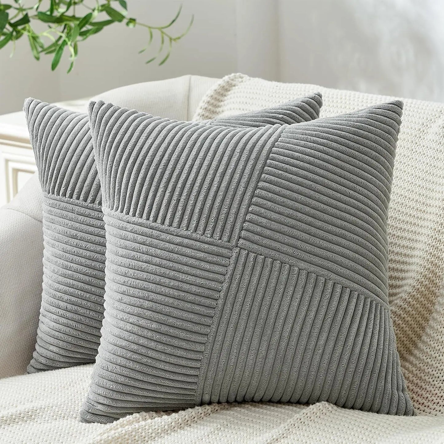 Housse de coussin décorative en velours côtelé