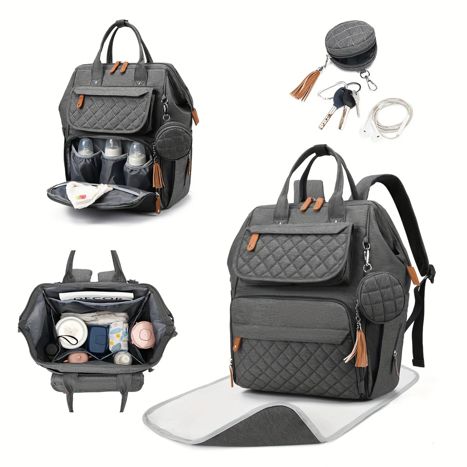 Sac à Dos Extra-Large de Maman avec Porte-Bouteille Isolé et Multiples Poches – Organisateur Pratique pour Bébé