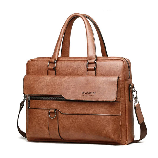 Sac business en PU cuir – Serviette homme 14″ rétro