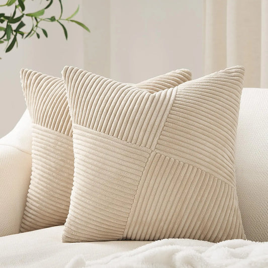 Housse de coussin décorative en velours côtelé
