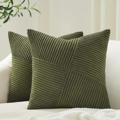 Housse de coussin décorative en velours côtelé