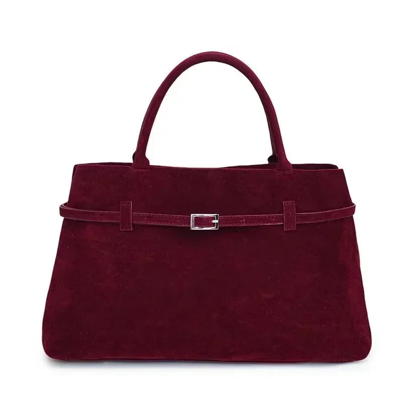 Sac À Main Femme En Suède Synthétique Avec Boucle Décorative - Grande Capacité 10