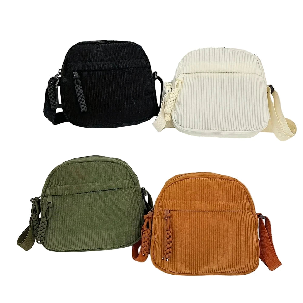 Sac Bandoulière Femme Velours Côtelé Harajuku - Élégance Vintage Polyvalente 2