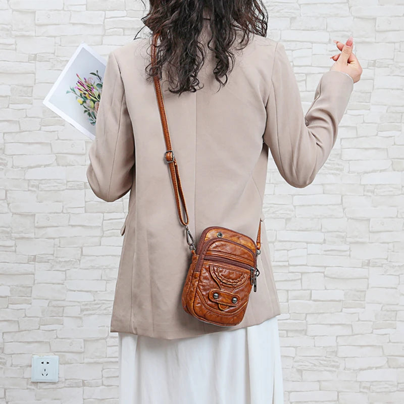 Sac Bandoulière Femme Vintage Cuir PU Doux - Sac à Main Multifonctionnel 5