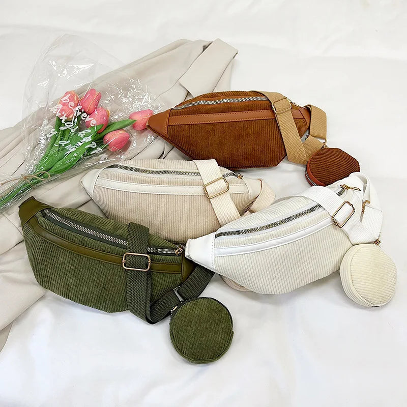 Sac à Bandoulière Velours Côtelé Femme - Grand Capacité et Polyvalent 5