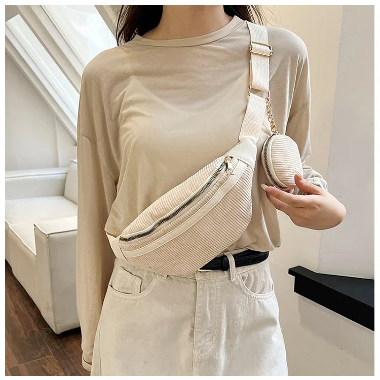 Sac à Bandoulière Velours Côtelé Femme - Grand Capacité et Polyvalent 6