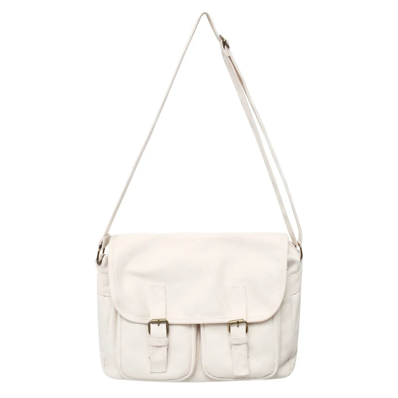 Sac à Bandoulière en Toile  – Sac Unisexe Pratique avec Multiples Poches, Idéal pour Étudiants et Voyageurs, 33x11x27 cm
