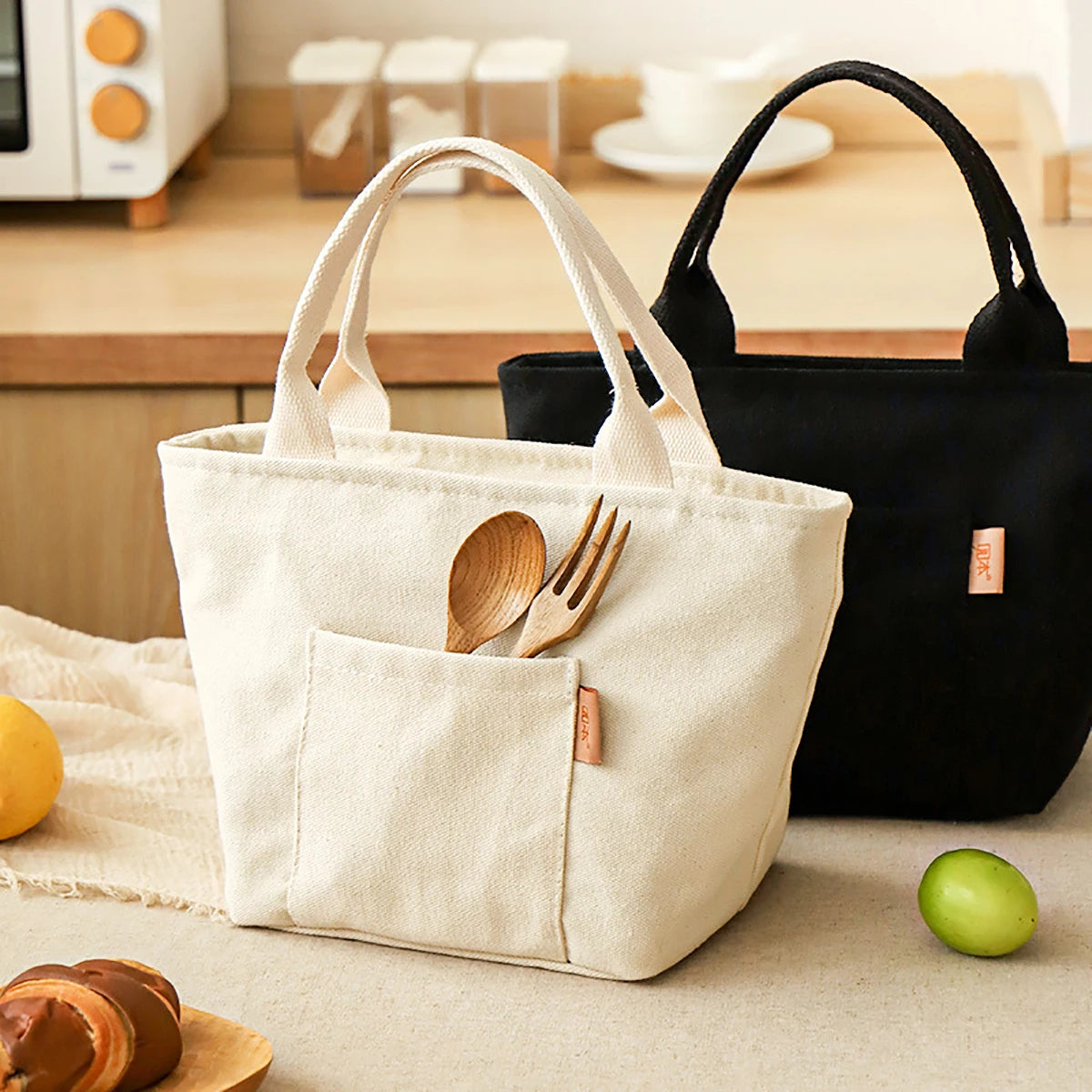 Sac à Déjeuner Isotherme en Toile avec Fermeture Éclair – Sac pour Déjeuner Pratique et Compact pour Pique-Niques et Voyages