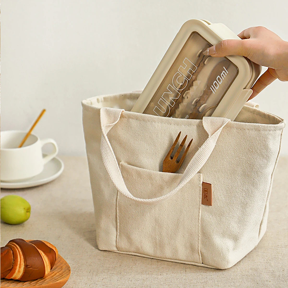 Sac à Déjeuner Isotherme en Toile avec Fermeture Éclair – Sac pour Déjeuner Pratique et Compact pour Pique-Niques et Voyages