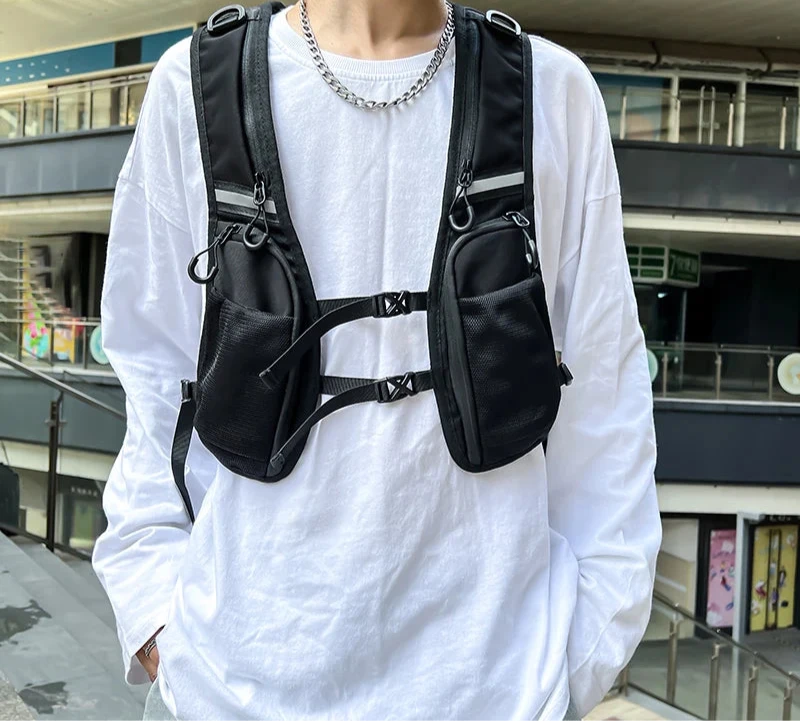 Sac à Dos Tactique Étanche pour Hommes - Sac de Poitrine Hip-Hop en Nylon 0