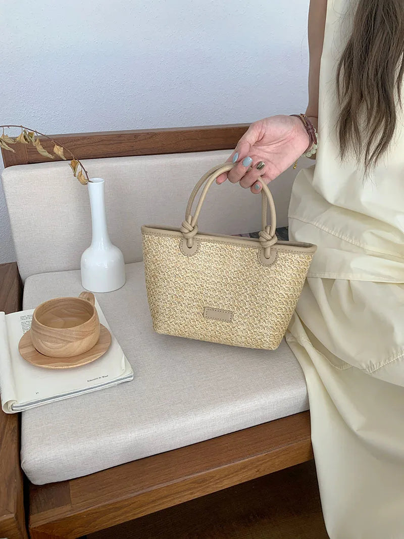 Sac de Plage Femme Paille Taille Unique PU Rétro 4