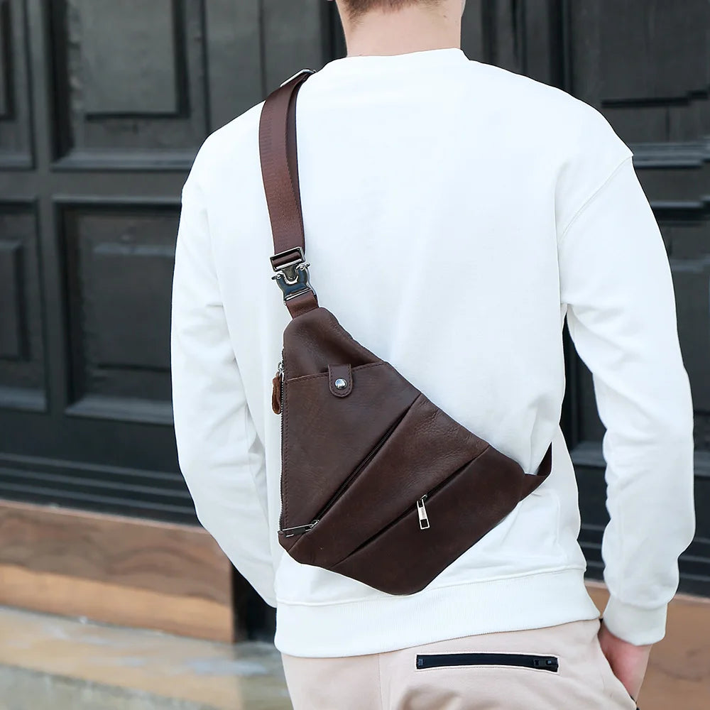 Sac à bandoulière en cuir véritable pour homme - Sac messager élégant et pratique 2