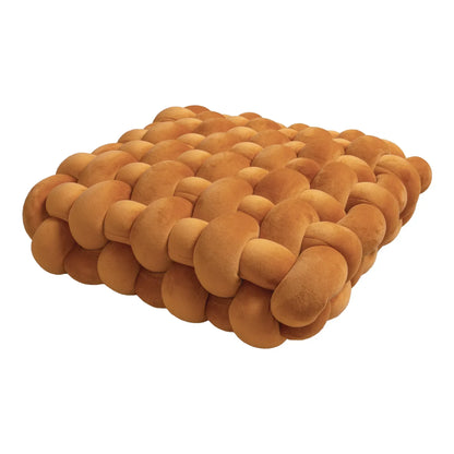 Coussin carré noué, oreiller en peluche esthétique nordique