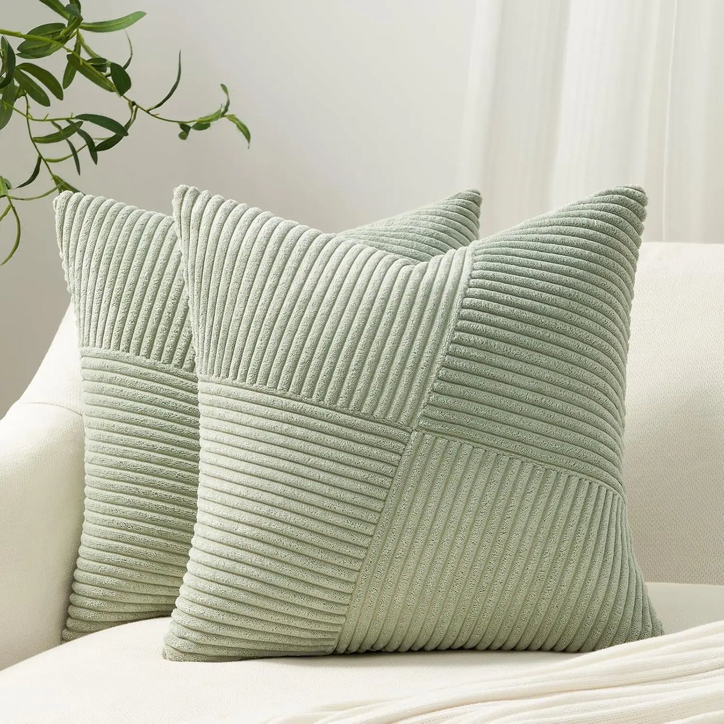 Housse de coussin décorative en velours côtelé