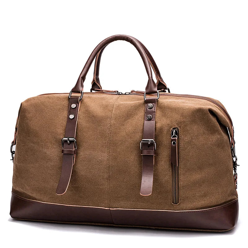 Sac de Voyage en Toile et Cuir  – Grande Capacité, Léger et Ergonomique, Idéal pour Voyages et Escapades