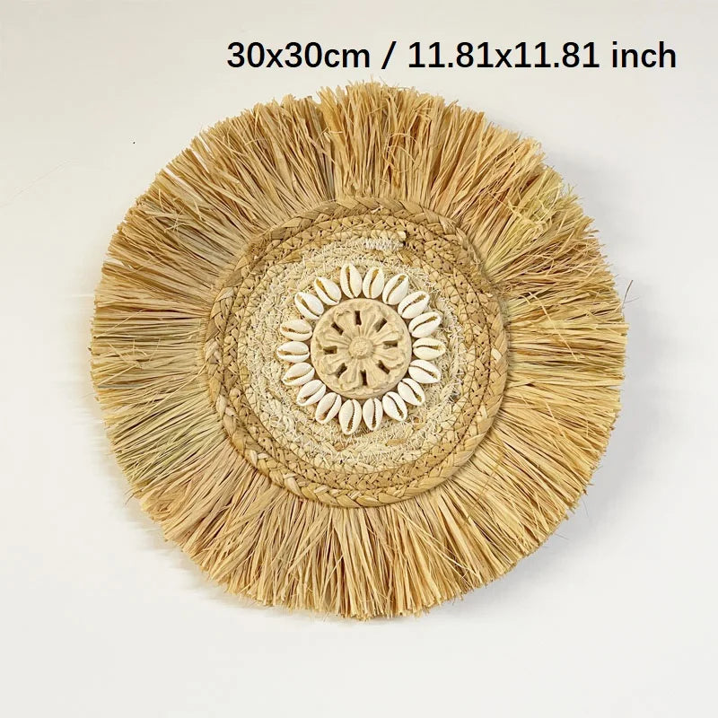 Variant image for Décoration Murale Bohème en Raffia Naturel Fait Main – 30x30 cm, Accents Muraux Scandinaves pour Salon et Chambre-2